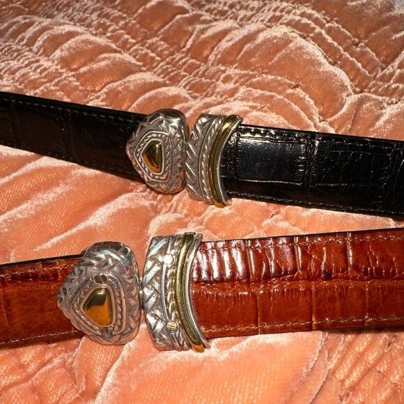 Brighton Vintage Black and Brown Leather Reversible Belt Size L/34 - Picture 6 of 10